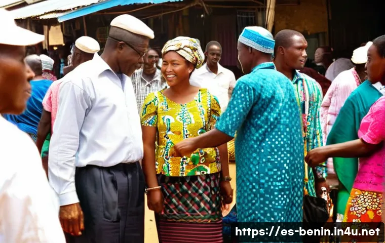 베냉의 화폐와 환전 방법 - **Vibrant Local Market Scene in Cotonou, Benin**
    "A bustling, open-air market in Cotonou, Benin,...
